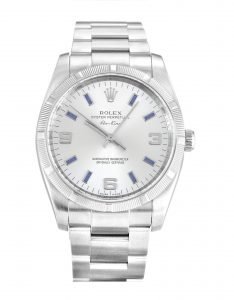 ROLEX AIR-KING SILVER QUARTER ARABIC DIAL STAINLESS STEEL MENS 114210