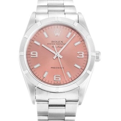 1-203 ROLEX AIR-KING SALMON QUARTER ARABIC DIAL STAINLESS STEEL MENS 14010M - Top Watches