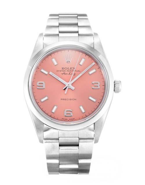 ROLEX AIR-KING PINK QUARTER ARABIC DIAL STAINLESS STEEL MENS 14000 - Top Watches