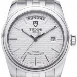 Replica Tudor Glamour Date Day Silver Dial Steel Strap Mens Watch 56000-6