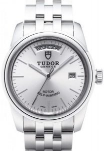 Replica Tudor Glamour Date Day Silver Dial Steel Strap Mens Watch 56000-1