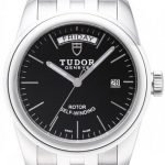 Replica Tudor Glamour Date Day Black Dial Steel Strap Mens Watch 56000-2