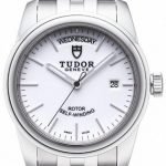 Replica Tudor Glamour Date Day White Dial Steel Strap Mens Watch 56000-4