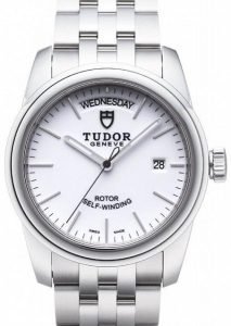 Replica Tudor Glamour Date Day White Dial Steel Strap Mens Watch 56000-4