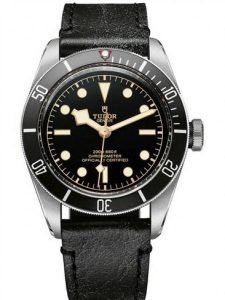 Replica Tudor Heritage Black Bay Matt Black Disc Leather Strap Watch 79230N-01