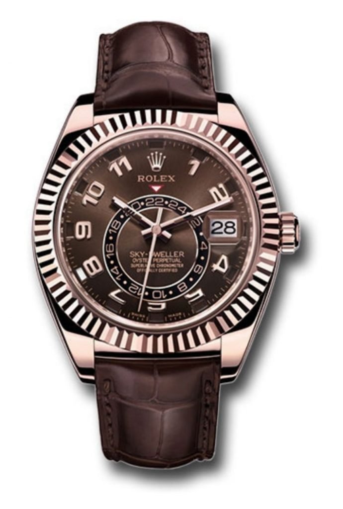 ky-Dweller Everose Gold on Brown Leather Strap 326135 - Top Watches