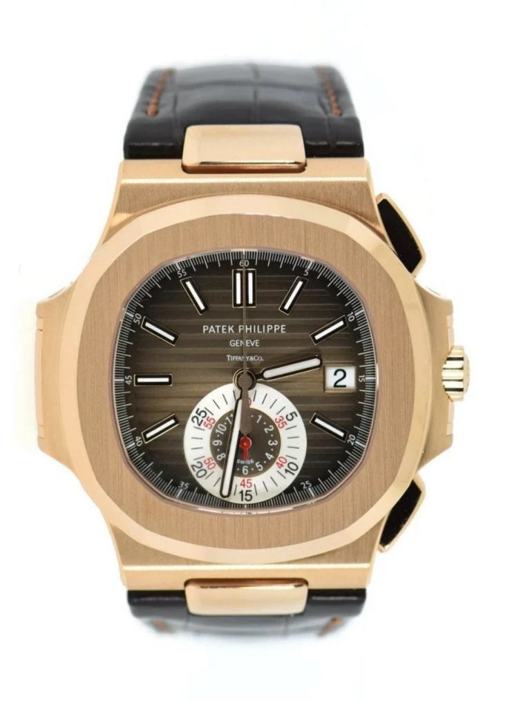 Patek Philippe Nautilus Chronograph Tiffany & Co 18K Rose Gold Watch 5980R-001