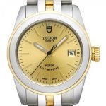 Replica Tudor Glamour Date Champagne Dial Yellow Gold Strap Ladies Watch 51003-1