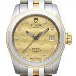 Replica Tudor Glamour Date Champagne Dial Steel Yellow Gold Strap Ladies Watch 51003-4