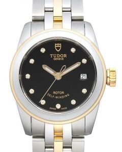 Replica Tudor Glamour Date Black Dial Steel Yellow Gold Strap Ladies Watch 51003-2