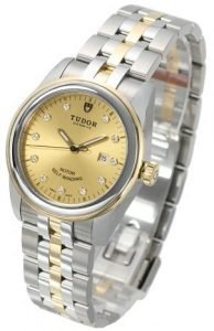 Replica Tudor Glamour Date Champagne Dial Steel Yellow Gold Strap Ladies Watch 53003-1