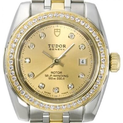 Replica Tudor Classic Date Champagne Dial Yellow Gold Strap Ladies Watch 22023-1 - DrWatch Premium Watch