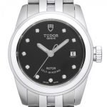 Replica Tudor Glamour Date Black Dial Stee Strap Ladies Watch 51000-1