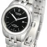 Replica Tudor Glamour Date Black Dial Steel Strap Ladies Watch 53000-2