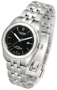Replica Tudor Glamour Date Black Dial Steel Strap Ladies Watch 53000-2