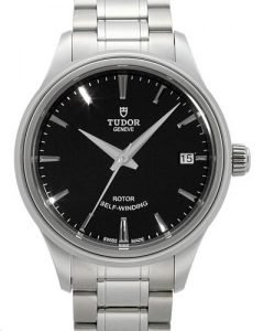 Replica Tudor Style 34mm Black Dial Steel Strap Ladies Watch 12300-1