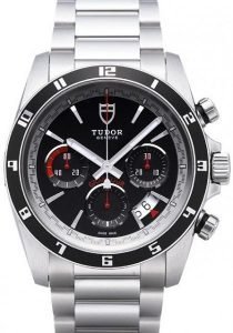 Replica Tudor Grantour Chrono Bay Black Dial Steel Strap Mens Watch 20530N-1
