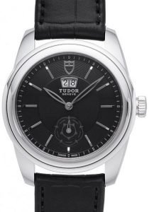 Replica Tudor Glamour Double Date Black Dial Folding Clasp Mens Watch 57000-1