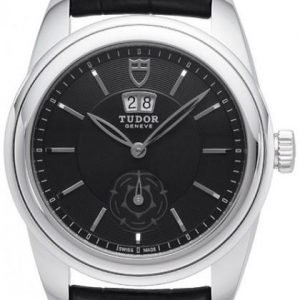 Replica Tudor Glamour Double Date Black Dial Folding Clasp Mens Watch 57000-1