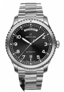 Replica Breitling Navitimer 8 Chronograph Blacksteel Black Dial Leather Strap Watch