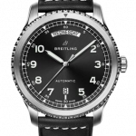 Replica Breitling Navitimer 8 Day & Date Black Dial Leather Strap Watch