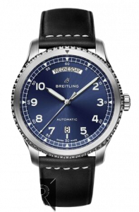 Breitling Navitimer 8 Day & Date Blue Dial Leather Strap Watch Replica