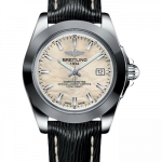 Replica Breitling Galactic 32 Sleek Edition Mother of Pearl Dial Black Leather Strap Women's Watch
