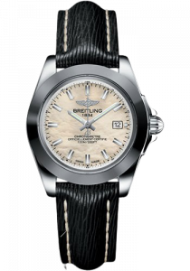Replica Breitling Galactic 32 Sleek Edition Mother of Pearl Dial Black Leather Strap Women's Watch