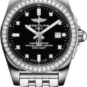 Breitling Galactic Stainless Steel Black Dial Ladies A7234853/BE50/791A Replica Watch