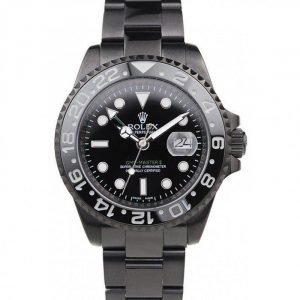 Rolex GMT Master II Black Dial Blue And Black Bezel Black PVD Case And Bracelet PR18239