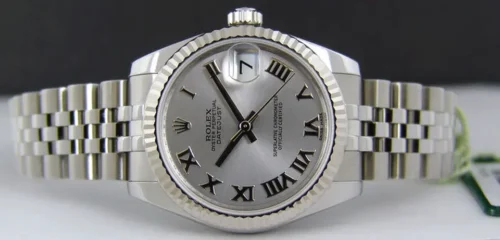 Rolex Datejust  Silver Roman Numeral Jubilee Bracelet Watch 178274