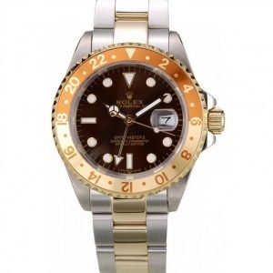Rolex GMT Master II Gold Colored Ceramic Bezel Brown Dial Watch