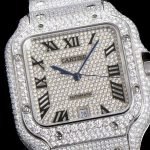 Moissanite Cartier Swarovski, Silver, Roman numbers - DrWatch Premium Watch