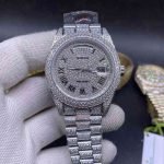High quality replica Iced Out Moissanite Rolex DayDate full iced silver case