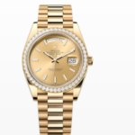 Day-Date 40 in gold with a silver dial diamond-set bezel - DrWatch Premium Watch