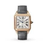 Cartier Santos-Dumont Men Quartz Silver Alligator Watch WGSA0021