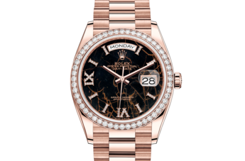Rolex Day-Date 36 Oyster 36 mm Everose gold and diamonds 128345RBR — Day-Date