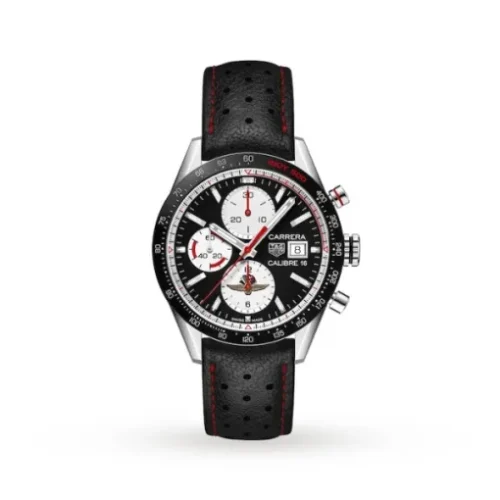 TAG Heuer Carrera Men Automatic Black Leather Watch CV201AS.FC6429