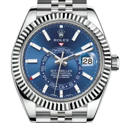 RN038_326934_RN040_326934_22_326934 Rolex Sky Dweller Blue Dial White Gold Bezel Steel Jubilee 326934 - DrWatch Premium Replica Watch