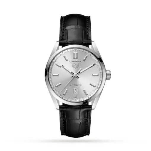 TAG Heuer Carrera Men Automatic Silver Alligator Watch