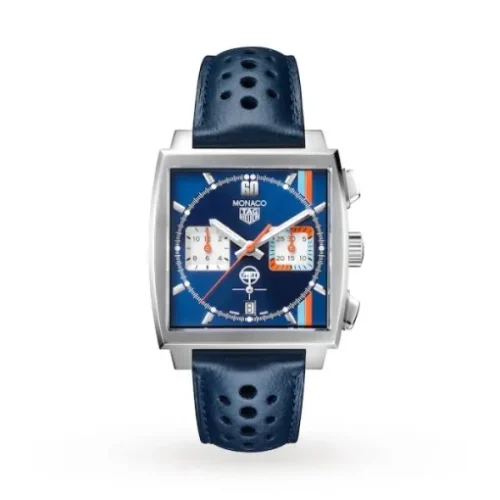 TAG Heuer Monaco Men Automatic Blue Leather Watch