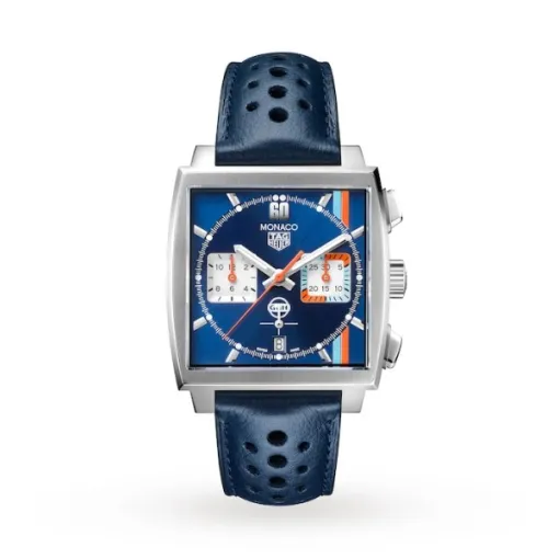 TAG Heuer Monaco Men Automatic Blue Leather Watch