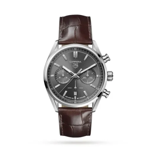 TAG Heuer Carrera Men Automatic Grey Alligator Watch