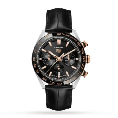 TAG Heuer Carrera Men Automatic Black Alligator Watch