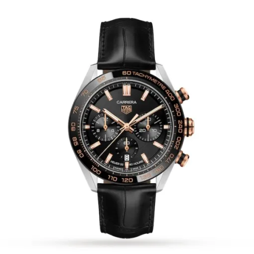 TAG Heuer Carrera Men Automatic Black Alligator Watch