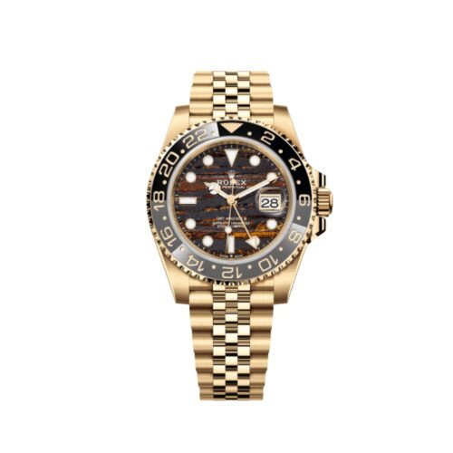 GMT 126718GRNR Yellow Gold Tiger Iron front - DrWatch Premium Watch