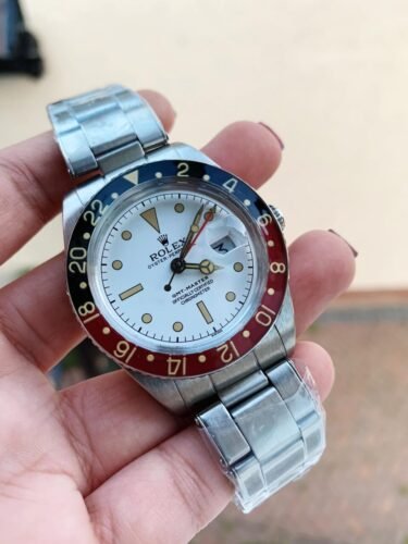 Rolex Vintage GMT Master 6542 Black/Red Bezel White Dial Super Clone